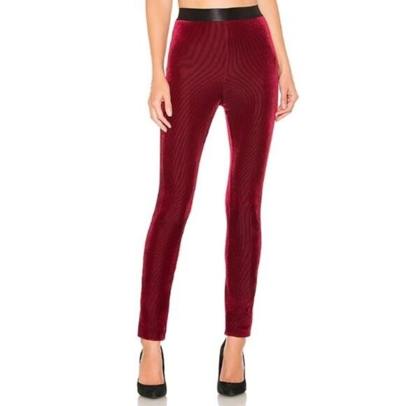 Lovers + Friends Burgundy Clair Velvet High-Waisted Legging - Picture 1 of 5